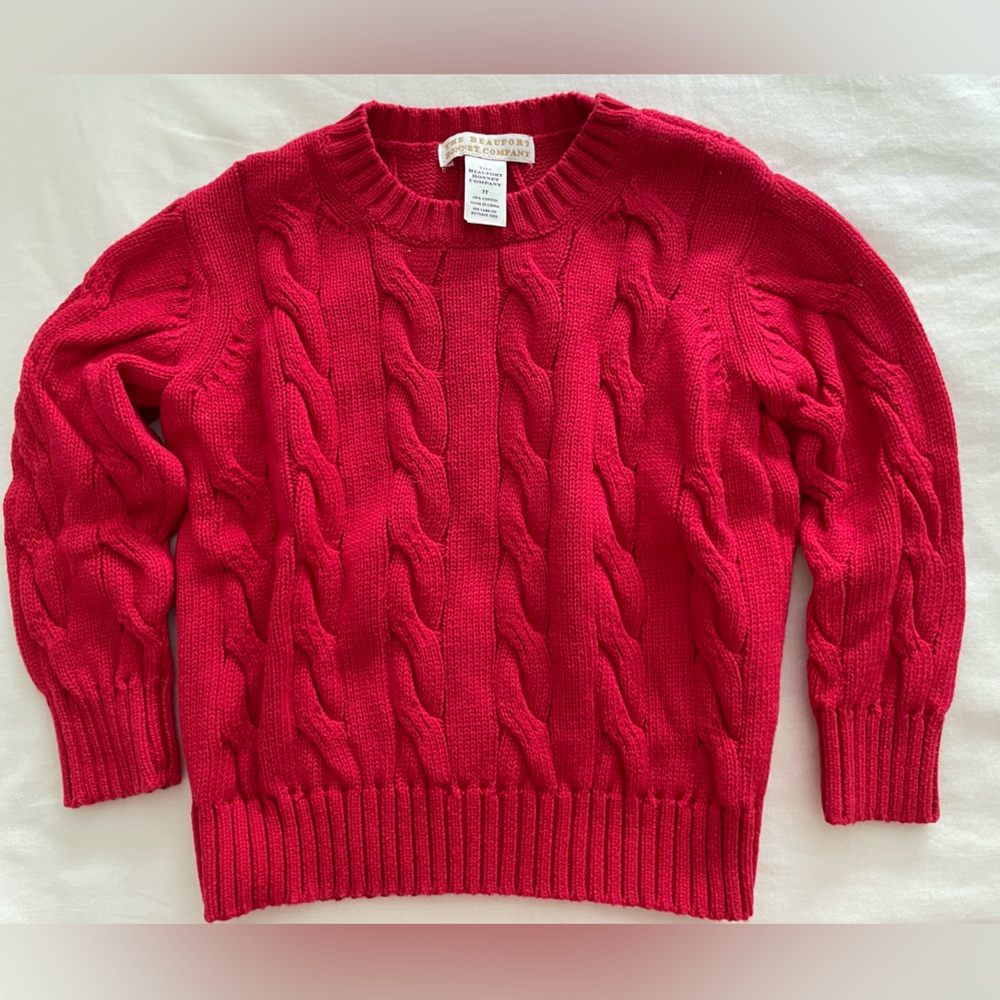 Beaufort Bonnet Company Classic Red Cable Knit Sweater